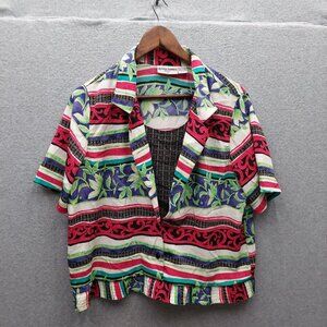 Vintage Alfred Dunner Petite 12 Short-Sleeve Blouse With Multicolor Pattern 100%